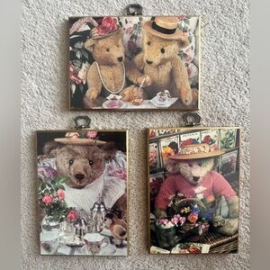 Charming Teddy Bear Wall Art Trio